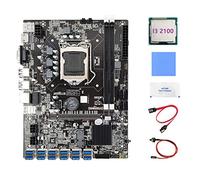 B75 ETH Mining Motherboard 12 PCIE a USB+I3 2100 CPU+Switch Cable+Cable SATA+Grasa Térmica+Almohadilla Térmica Placa Base B75
