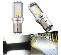 BA20D Bombilla LED H6 LED Bombilla H616 de Faro de motocicleta Hi/Lo Beam S2 Bombilla para faro de motocicleta 9-80 V 12 W COB Chips LED Luz diurna LED Blanco 6500 K, lote de 2