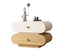 Ba7cD8eF9g Mesilla de Noche Mesita de Noche Madera con Dos cajones, Armario Almacenamiento Sencillo for Dormitorio, for el hogar, Colores Blanco y Caqui(Pequeño)