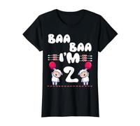Baa Baa I'm 2 Farm Sheep Fiesta temática cumpleaños de Dos años Camiseta gráfica económica, Mujer, Negro, M