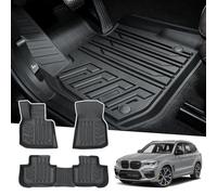 Baagialdic Powerty X3 - Juego de Alfombrillas de Piso de 2 Filas para BMW X3 2019 2020 Todos los Modelos TPV 3D para Maletero para Todo Tipo de Clima, Color Negro