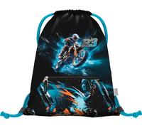 Baagl Bolsa de deporte para niños, bolsa impermeable para zapatos para niños, escuela y guardería, bolsa de deporte para niño, mochila deportiva, bolsa de gimnasio (motocicleta)
