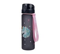 Baagl Botella de agua para niña a prueba de fugas, 500 ml, para la escuela y el deporte, botella de fútbol para niños, botella de bebida escolar, color dorado