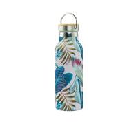 Baagl Botella infantil de acero inoxidable para niñas, termo a prueba de fugas con tapa de bambú, botella de agua sin BPA para escuela, termo, 500 ml (hojas)