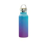 Baagl Botella infantil de acero inoxidable para niñas, termo a prueba de fugas con tapa de bambú, botella de agua sin BPA para escuela, termo, 500 ml (gradiente azul y morado)