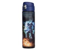 Baagl Botella para niños - Termo de acero inoxidable a prueba de fugas con pajita de silicona y cierre de un clic - Botella de agua sin BPA para la escuela, 450 ml (robot)