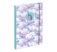 baagl Carpeta para mochila escolar A4 - Carpeta para niños con banda de goma y solapas interiores - Carpeta con cierre de goma para niñas (cielo)