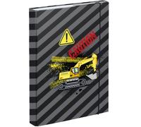 Baagl Carpeta para mochila escolar A5 - Carpeta para niños con goma elástica y solapas interiores - carpeta con cierre de goma para niños (excavador).