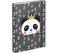 Baagl Carpeta para mochila escolar A5 - Carpeta para niños con goma elástica y solapas interiores - Carpeta con cierre de goma para niña (panda)