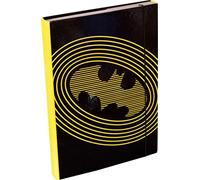 Baagl Carpeta para mochilas escolares A4 - Carpeta para niños con goma elástica y solapas interiores - Carpeta para guardar cuadernos con goma elástica para niños (Batman)