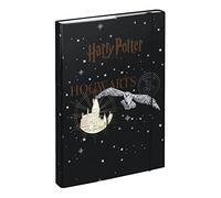 Baagl Carpeta para mochilas escolares A4 - Carpeta para niños con goma elástica y solapas interiores - Carpeta con goma elástica para niños (Escudo de Hogwarts de Harry Potter)