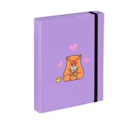 Baagl Carpeta para mochilas escolares Capybara - Carpeta A5 23 x 17 cm - para niños con banda elástica y solapas interiores - Carpeta coleccionable con goma elástica para niñas (cerdo de agua)