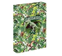 Baagl Carpeta para mochilas escolares - Carpeta A4 para niños con goma elástica y solapas interiores - Carpeta coleccionable con goma elástica para niños (dinosaurios)