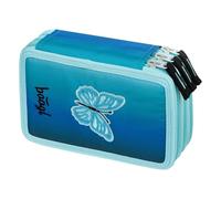 Baagl Estuche de 3 compartimentos para niños y niñas, estuche escolar, estuche escolar, estuche escolar, estuche para lápices, mariposa, Colorido, divertido, moderno, práctico