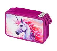 Baagl Estuche de 3 compartimentos para niños y niñas, estuche escolar, estuche escolar, estuche escolar, estuche para lápices, Unicornio Real, Estuche para