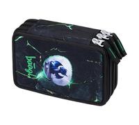 Baagl Estuche de 3 compartimentos para niños y niñas, estuche escolar, estuche escolar, estuche escolar, estuche para lápices, Dragón., L, Colorido, divertido, moderno, práctico
