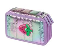 Baagl Estuche de 3 compartimentos para niños y niñas, estuche escolar, estuche escolar, estuche escolar, estuche para lápices, lavanda, 20 × 13 × 9 cm, Colorido, divertido, moderno, práctico