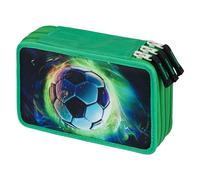 Baagl Estuche de 3 compartimentos para niños y niñas, estuche escolar, estuche escolar, estuche escolar, estuche para lápices, Balón de fútbol, Estuche para