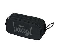 Baagl Estuche para niñas, niños, estuche escolar, estuche con 3 compartimentos, estuche para adolescentes y niños, Negro , Estuche