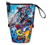 Baagl Estuche para niños y niñas - Estuche para lápices para niños - Estuche para la escuela - Estuche resistente y estuche con compartimento secreto - Estuche de pie, Skatepark, Colorido, divertido