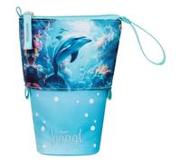 Baagl Estuche para niños y niñas - Estuche para lápices para niños - Estuche para la escuela - Estuche resistente y estuche con compartimento secreto - Estuche de pie, Delfin, Colorido, divertido