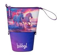 Baagl Estuche para niños y niñas, estuche para lápices para niños, estuche para la escuela, estuche robusto y estuche con compartimento secreto, estuche con soporte, Corazón de caballo, Colorido