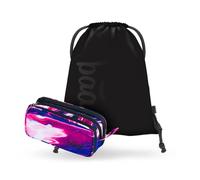 Baagl Estuche y bolsa de deporte Set de 2 piezas para niños y niñas, estuche escolar con 3 compartimentos y bolsa de gimnasio resistente, estuche para niños y adolescentes, mármol, Juego de 2 piezas
