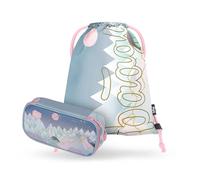 Baagl Estuche y bolsa de deporte Set de 2 piezas para niños y niñas, estuche escolar y bolsa de deporte, estuche para lápices, bolsa de gimnasio, estuche para niños y adolescentes, MOON, Juego de 2