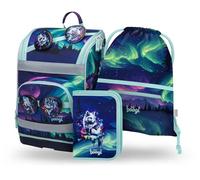 Baagl Juego de 3 mochilas escolares para niños y niñas (mochila escolar Zippy para 1ª clase, estuche, bolsa de gimnasia), mochila escolar primaria con correa para el pecho, cinturón de cadera, mochila