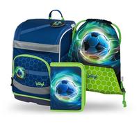 Baagl Juego de 3 mochilas escolares para niños y niñas (mochila escolar Zippy para 1ª clase, estuche, bolsa de gimnasia), mochila escolar primaria con correa para el pecho, cinturón de cadera, mochila