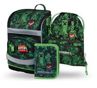 Baagl Juego de 3 mochilas escolares para niños y niñas (mochila escolar Zippy para 1ª clase, estuche, bolsa de gimnasia), mochila escolar primaria con correa para el pecho, cinturón de cadera, mochila