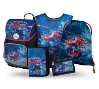 Baagl Juego de 5 mochilas escolares para niños y niñas (mochila escolar Ergo para 1ª clase, estuche, bolsa de gimnasio, delantal, bolsa de pecho), mochila escolar ergonómica, 19 l, salvavidas