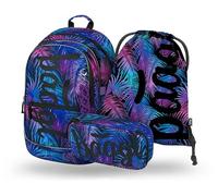 Baagl Juego de mochila escolar de 3 piezas, mochila escolar para escuela primaria, mochila escolar primaria, mochila con correa para el pecho, mochila ergonómica, Palmera, Juego de mochila escolar
