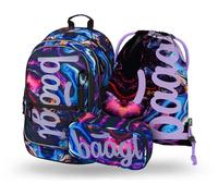 Baagl Juego de mochila escolar de 3 piezas, mochila escolar para escuela primaria, mochila escolar primaria, mochila con correa para el pecho, mochila ergonómica, mármol, Juego de mochila escolar