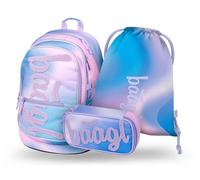 Baagl Juego de mochila escolar de 3 piezas, mochila escolar para escuela primaria, mochila escolar primaria, mochila con correa para el pecho, mochila ergonómica, azul celeste, Einheitsgröße