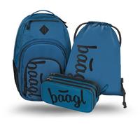 Baagl Juego de mochila escolar de 3 piezas, mochila grande ergonómica con compartimento térmico para niños, niñas, adolescentes, mochila escolar primaria con correa para el pecho y compartimento para