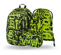 Baagl Juego de mochila escolar para niños, 3 piezas, mochila escolar para primaria, mochila escolar primaria, mochila con correa para el pecho, mochila ergonómica (lima), lima, Einheitsgröße