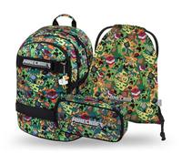 Baagl Juego de mochila escolar para niños y niñas, 3 piezas, mochila escolar a partir de 3ª clase, mochila escolar con correa para el pecho, mochila ergonómica, Minecraft Caos, Mittelgröße, Juego de