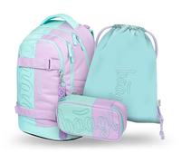 Baagl Juego de mochila escolar para niños y niñas, adolescentes, 3 piezas, mochila de skate Max, mochila escolar a partir de 3ª clase, mochila escolar con correa para el pecho, mochila ergonómica para
