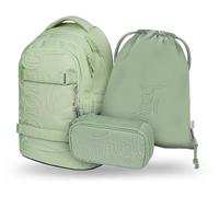 Baagl Juego de mochila escolar para niños y niñas, adolescentes, 3 piezas, mochila de skate Max, mochila escolar a partir de 3ª clase, mochila escolar con correa para el pecho, mochila ergonómica para