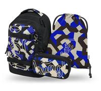 Baagl Juego de mochila escolar para niños y niñas, adolescentes, 3 piezas, mochila de skate Max, mochila escolar a partir de 3ª clase, mochila escolar con correa para el pecho, mochila ergonómica para
