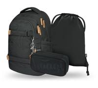 Baagl Juego de mochila escolar para niños y niñas, adolescentes, 3 piezas, mochila de skate Max, mochila escolar a partir de 3ª clase, mochila escolar con correa para el pecho, mochila ergonómica para