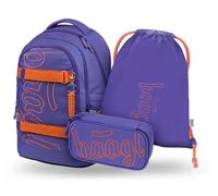 Baagl Juego de mochila escolar para niños y niñas, adolescentes, 3 piezas, mochila de skate Max, mochila escolar a partir de 3ª clase, mochila escolar con correa para el pecho, mochila ergonómica para