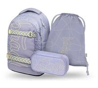 Baagl Juego de mochila escolar para niños y niñas, adolescentes, 3 piezas, mochila de skate Max, mochila escolar a partir de 3ª clase, mochila escolar con correa para el pecho, mochila ergonómica para