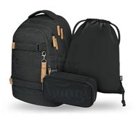 Baagl Juego de mochila escolar para niños y niñas, adolescentes, 3 piezas, mochila de skate Max, mochila escolar a partir de 3ª clase, mochila escolar con correa para el pecho, mochila ergonómica para