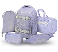 Baagl Juego de mochila escolar para niños y niñas y adolescentes, 5 piezas, (mochila skate max, estuche, bolsa de deporte, riñonera), mochila escolar ergonómica, 30 l, Mishmash, Mittelgröße, Juego de