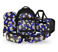 Baagl Juego de mochila escolar para niños y niñas y adolescentes, 5 piezas, (mochila skate max, estuche, bolsa de deporte, riñonera), mochila escolar ergonómica, 30 l, Variedad, Mittelgröße, Juego de