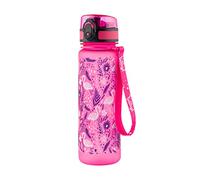 Baagl La Botella Tritan con Paja y Colador Infantil 500 ml, Libre de PVC y BPA, Antifugas (Flamingo)