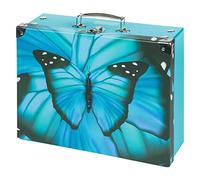 Baagl Maletín infantil para juguetes y suministros escolares, maletín de cartón, maletín de juguete, maletín de juego, maletín plegable para niños, maletín plegable con mango de metal, mariposa, 32,5