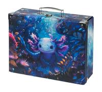 Baagl Maleta para niños para juguetes y material escolar, maletín de cartón, maleta de juguetes, maleta de juego, maleta plegable para niños, maleta plegable con asa de metal, Axolotl, Estilo
